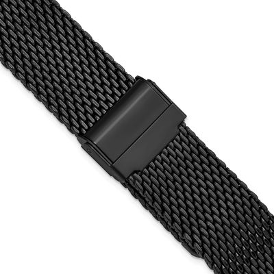 Debeer 22mm Black Ip-Plated Mesh with Deployment Clasp 8 Inch Watch Strap Stainless Steel BAB579-22