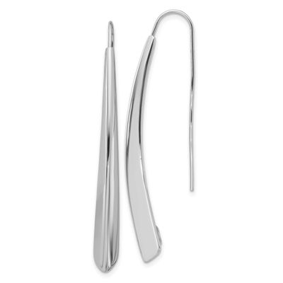 Polished Drop Bar Threader Earrings Sterling Silver Rhodium-plated QLE1473 196904347058