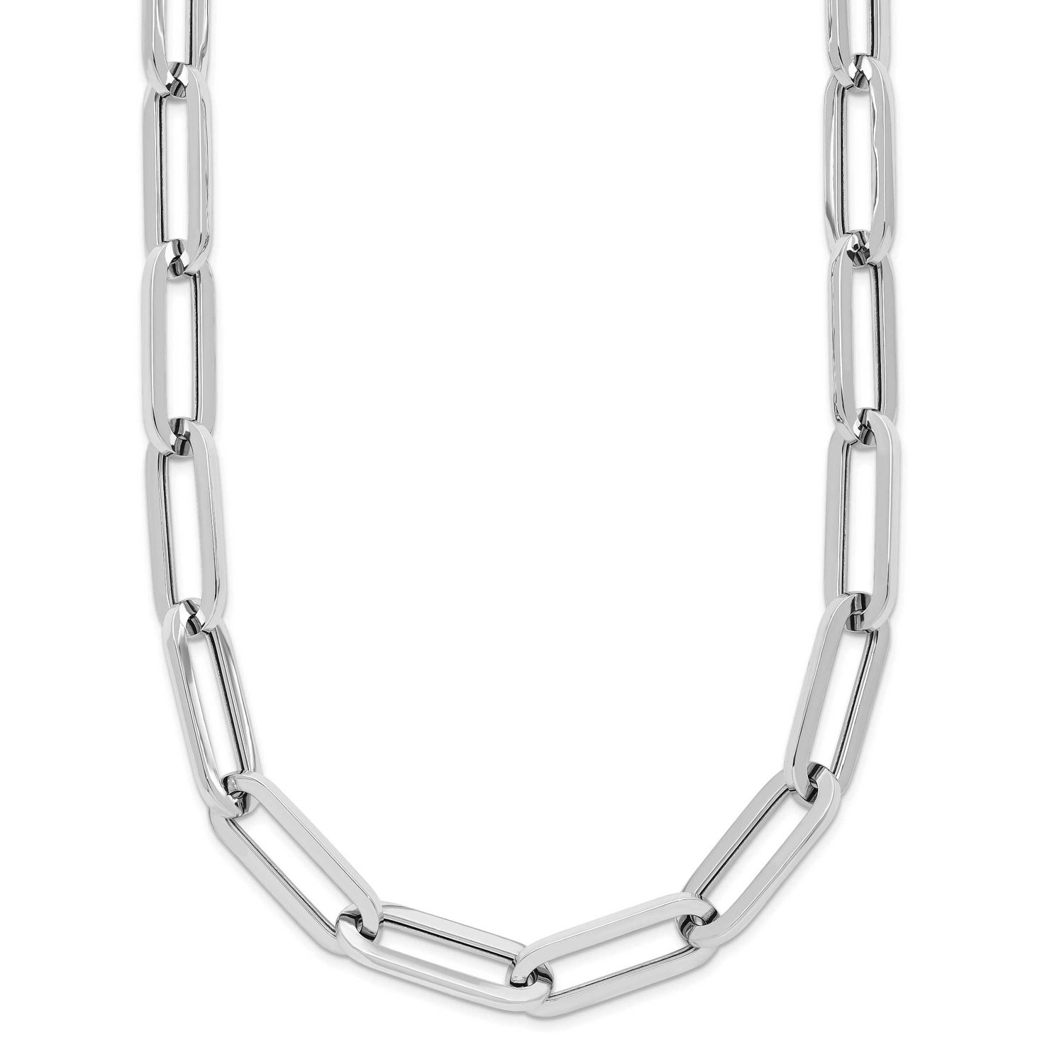 Fancy Link Necklace 14k White Gold Polished LF2266W-18