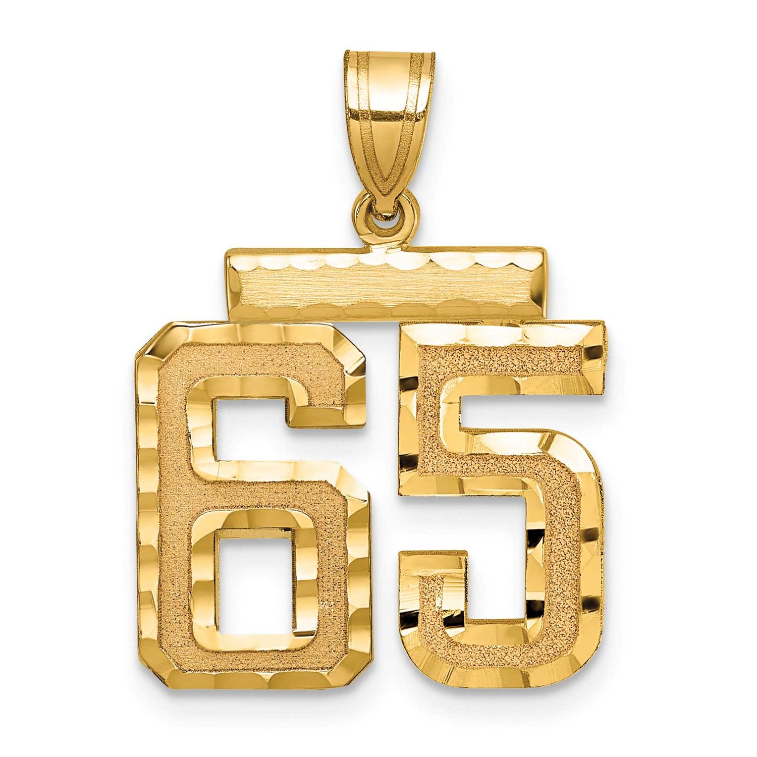 10Ky Medium Diamond-Cut Number 65 Charm 10MN65