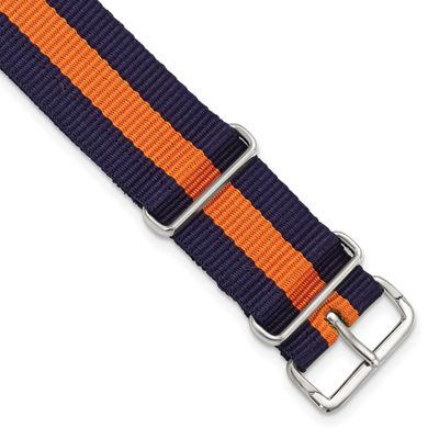 Debeer 20mm One-Piece Navy with Orange Stripe Military Ballistic G10 Nylon with Silver-Tone Buckle …