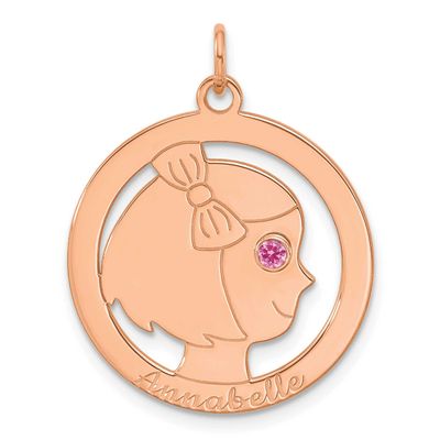 Girls Silhouette with Birthstone Charm Sterling Silver Rose-plated XNA1545RP