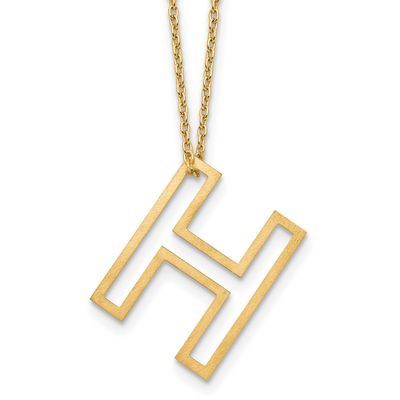 Cut Out Slide Initial H Necklace Sterling Silver Gold-plated XNA1474GP/H