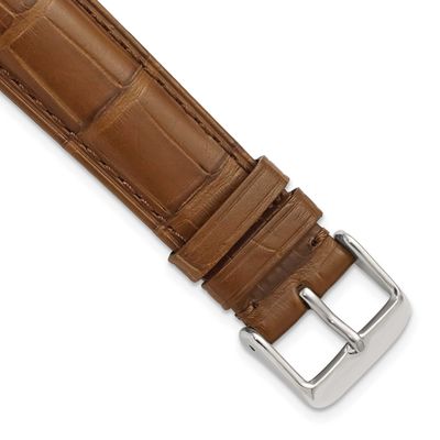 Debeer 20mm Havana Matte Long Genuine Alligator Chrono Leather with Silver-Tone Buckle 8.5 Inch Wat…