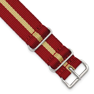 Debeer 20mm One-Piece Red with Tan Stripe Military Ballistic G10 Nylon with Silver-Tone Buckle 10.7…