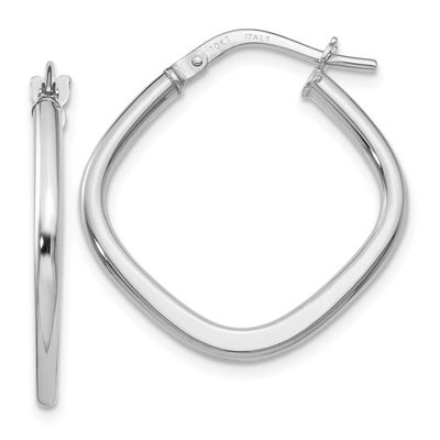 Polished Square Hoop Earrings 10k White Gold 10LE324 191101553455