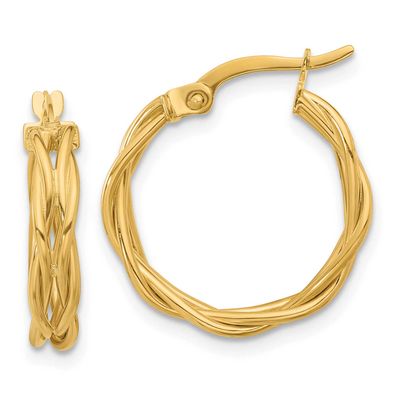 Braided Hoop Earrings 14k Gold Polished LE2568 196904341629