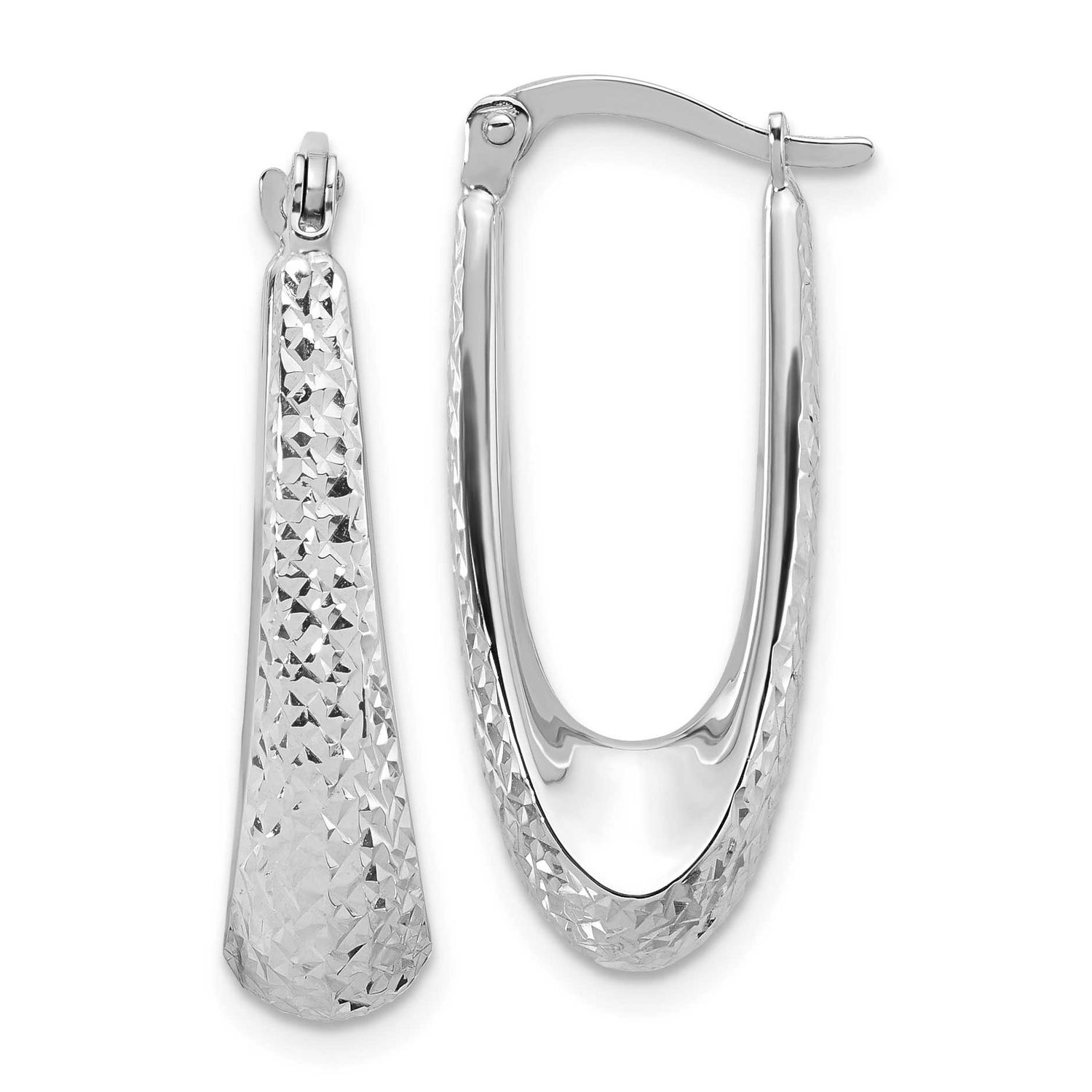 Diamond-Cut Hoop Earrings 14k White Gold Polished LE2578W 196904182956