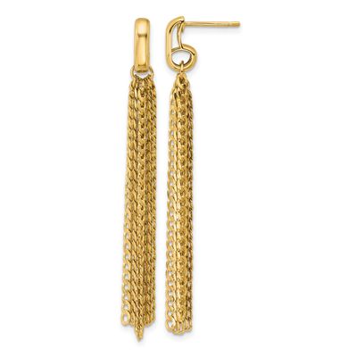 Fancy Curb Link Tassle Post Dangle Earrings 14k Gold Polished LE2914 196904315903