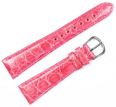 Genuine Crocodile Pink 22x20 Silver-Tone Buckle Watch Band 429-22
