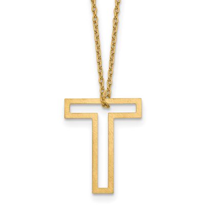 Cut Out Slide Initial T Necklace Sterling Silver Gold-plated XNA1474GP/T