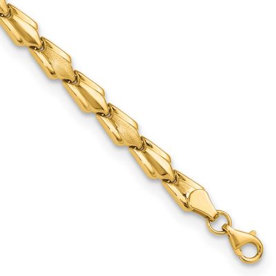 Satin Fancy Link Bracelet 10k Gold Polished 10LF645-7.5 196904337790