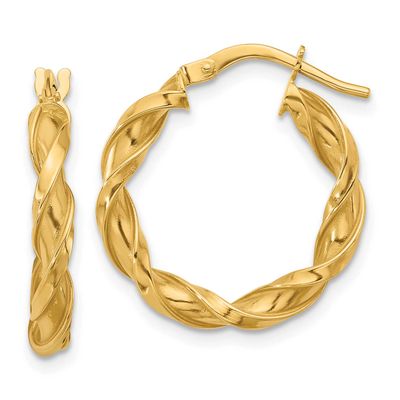 Twisted Hoop Earrings 14k Gold Polished LE2569 196904344309