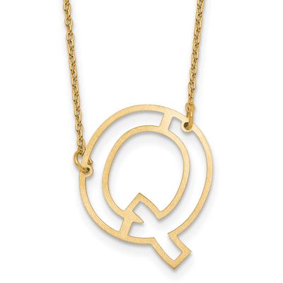 Sideways Cut Out Initial Q Necklace 14k Gold XNA1473Y/Q