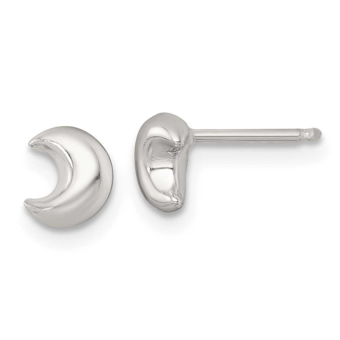 3D Moon Children&#39;s Post Earrings Sterling Silver Polished QE18307