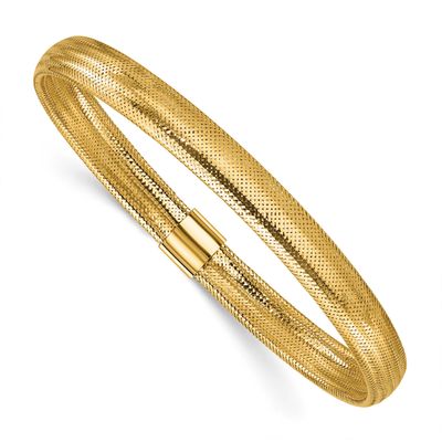 Stretch Slip On Bracelet 14k Gold Polished LF2147
