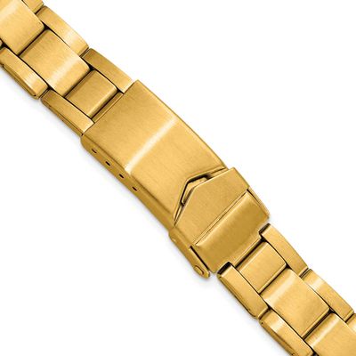Debeer 11-14mm Ladies Satin Gold-Tone Stainless Steel Oyster-Style with Deployment Buckle 6.75 Inch…