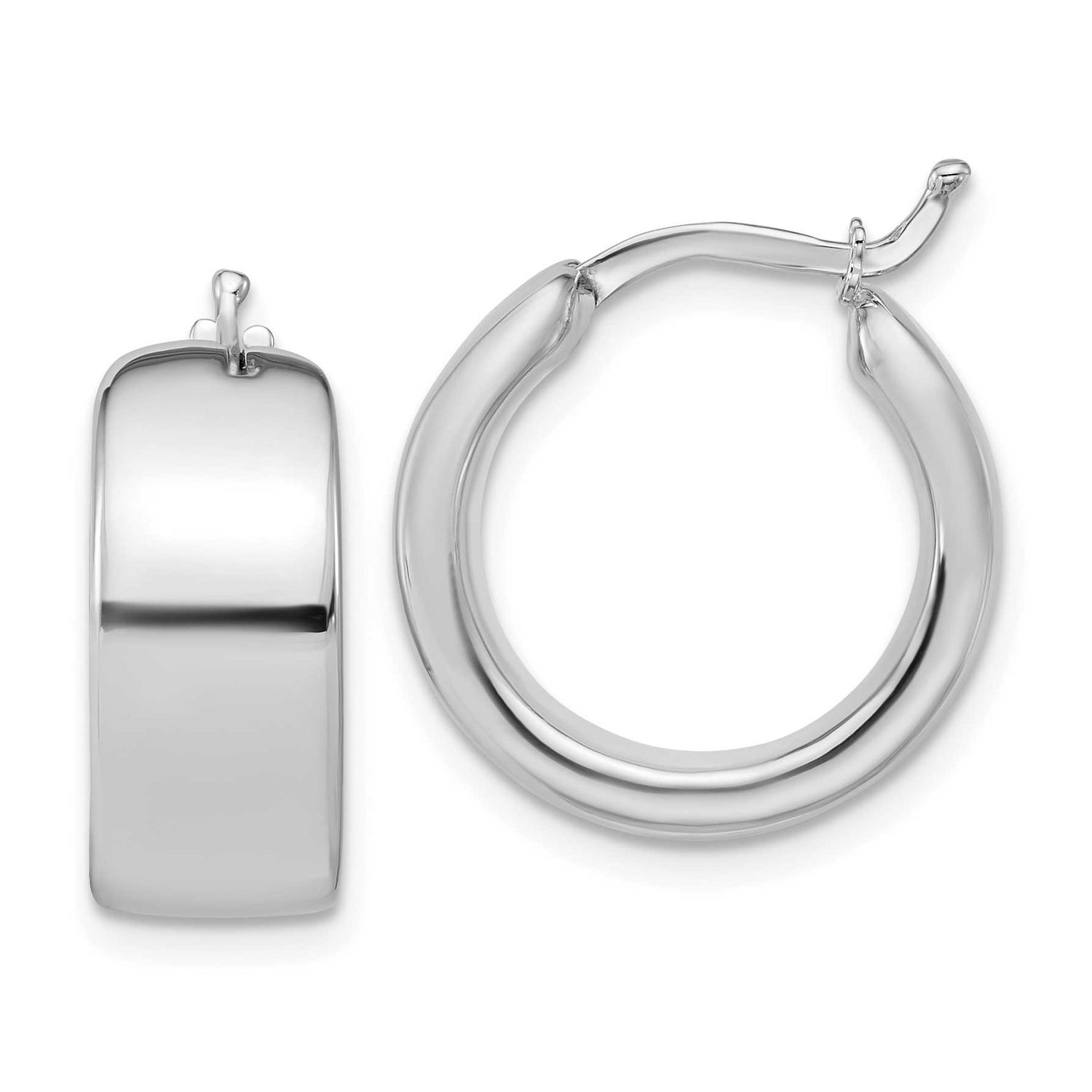 7.7mm Round Hoop Earrings 14k White Gold Polished LE2946W 196904316375