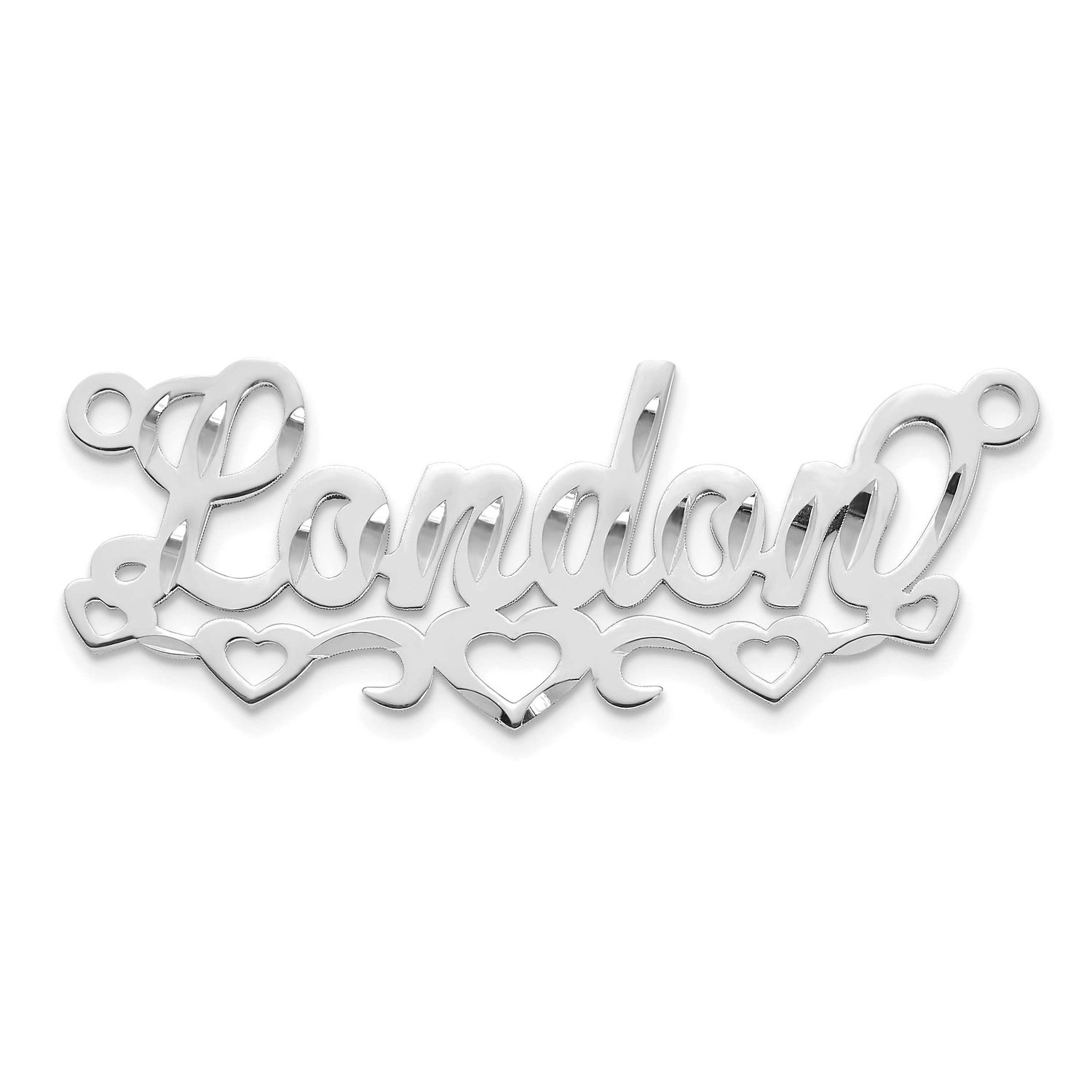 Diamond-Cut Cut-Out Hearts Name Plate Sterling Silver Rhodium-plated XNA1542SS