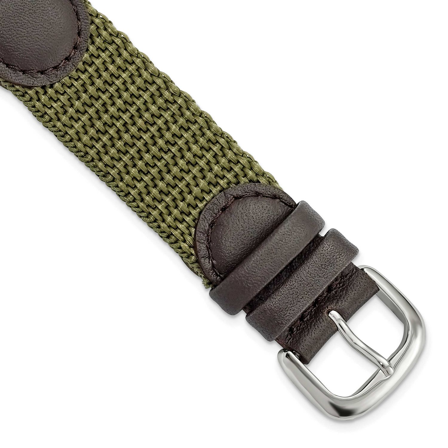 Debeer 18mm Olive Army Style Nylon and Brown Leather with Stainless Steel Buckle and Quick Release …