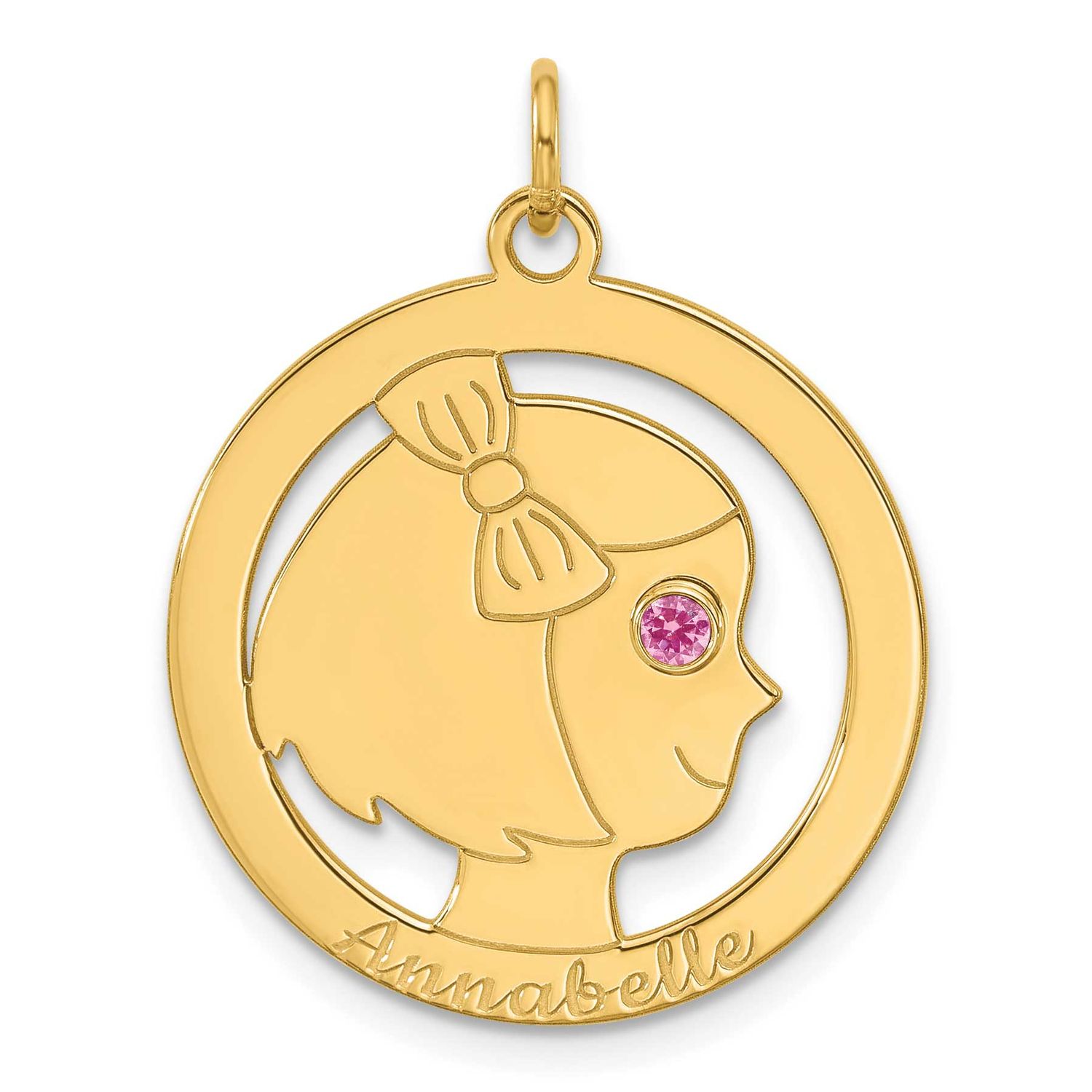 Girls Silhouette with Birthstone Charm 10k Gold 10XNA1545Y