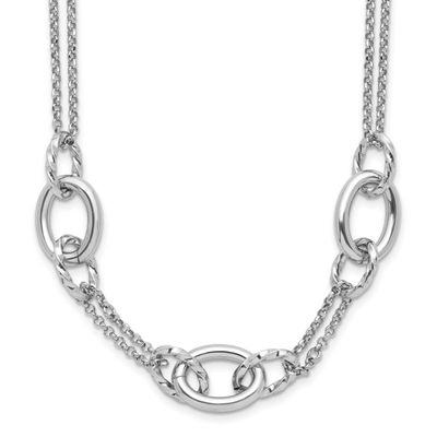 Fancy Link with 2 Inch Extender Necklace Sterling Silver Rhodium-plated QLF1416-18 196904346266