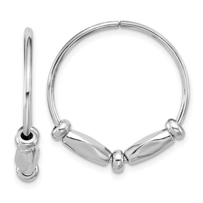 Fancy Endless Hoop Earrings Sterling Silver Rhodium-plated QLE1540 196904322062