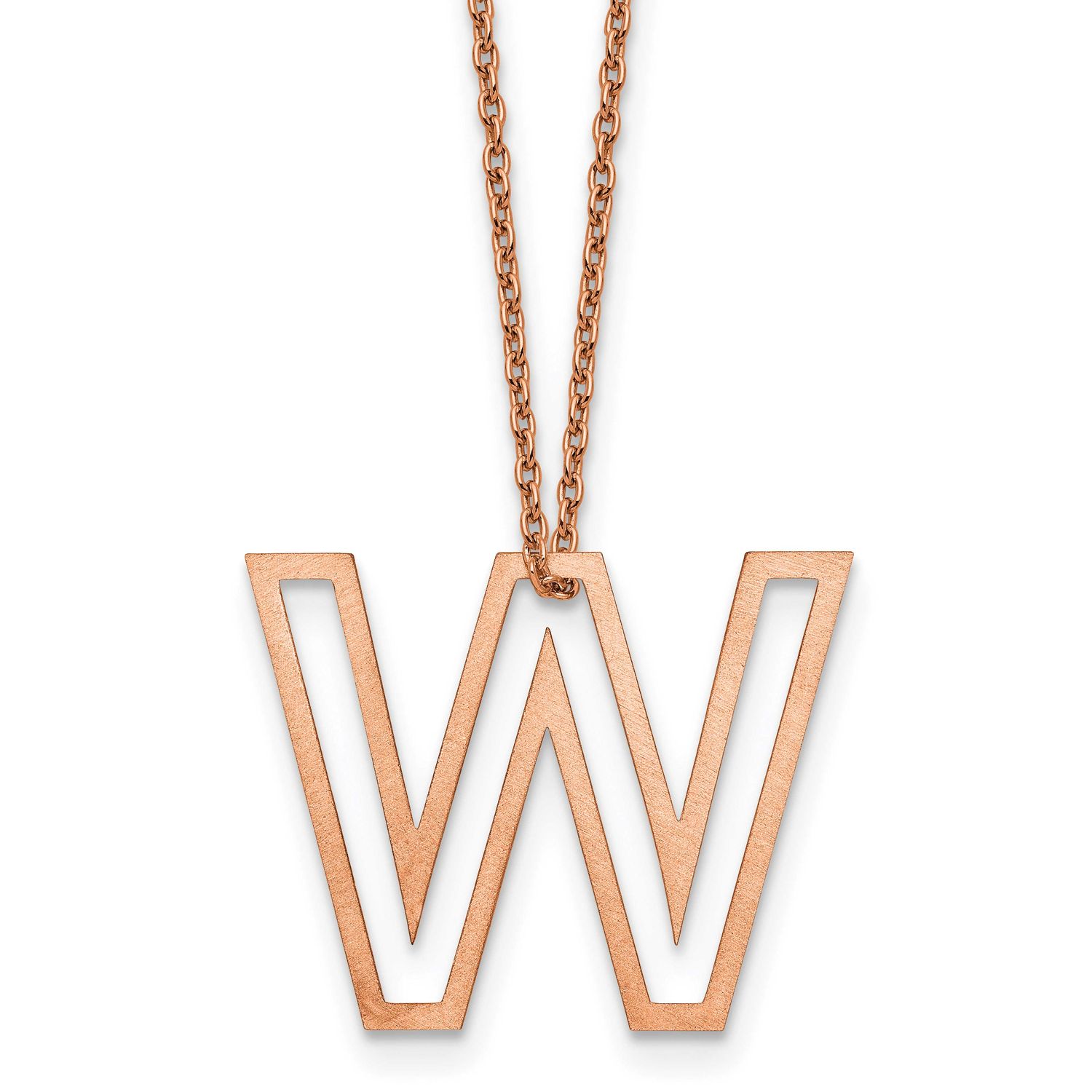 Rose Gold-Plated Cut Out Slide Initial W Necklace Sterling Silver XNA1474RP/W