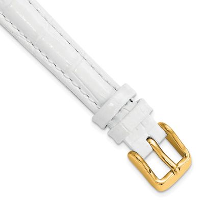 Debeer 12mm White Crocodile Grain Chronograph Leather with Gold-Tone Buckle 6.75 Inch Watch Band BA…