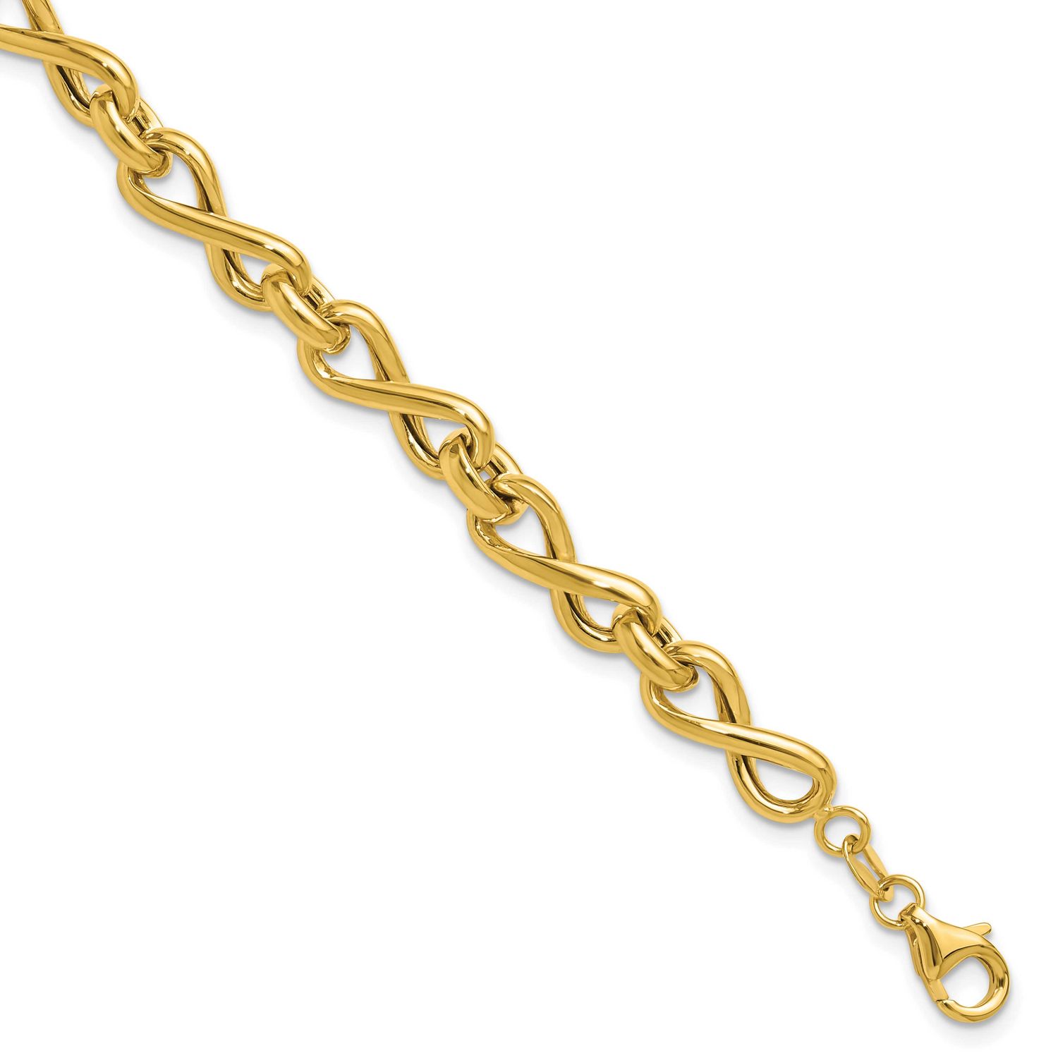 Fancy Twisted Link Infinity Bracelet 14k Gold Polished LF2061-8