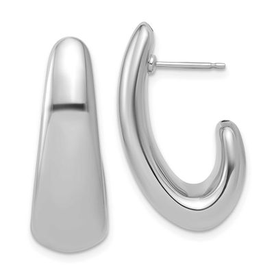 Post J-Hoop Earrings Sterling Silver Rhodium-plated Polished QLE1580 196904318270