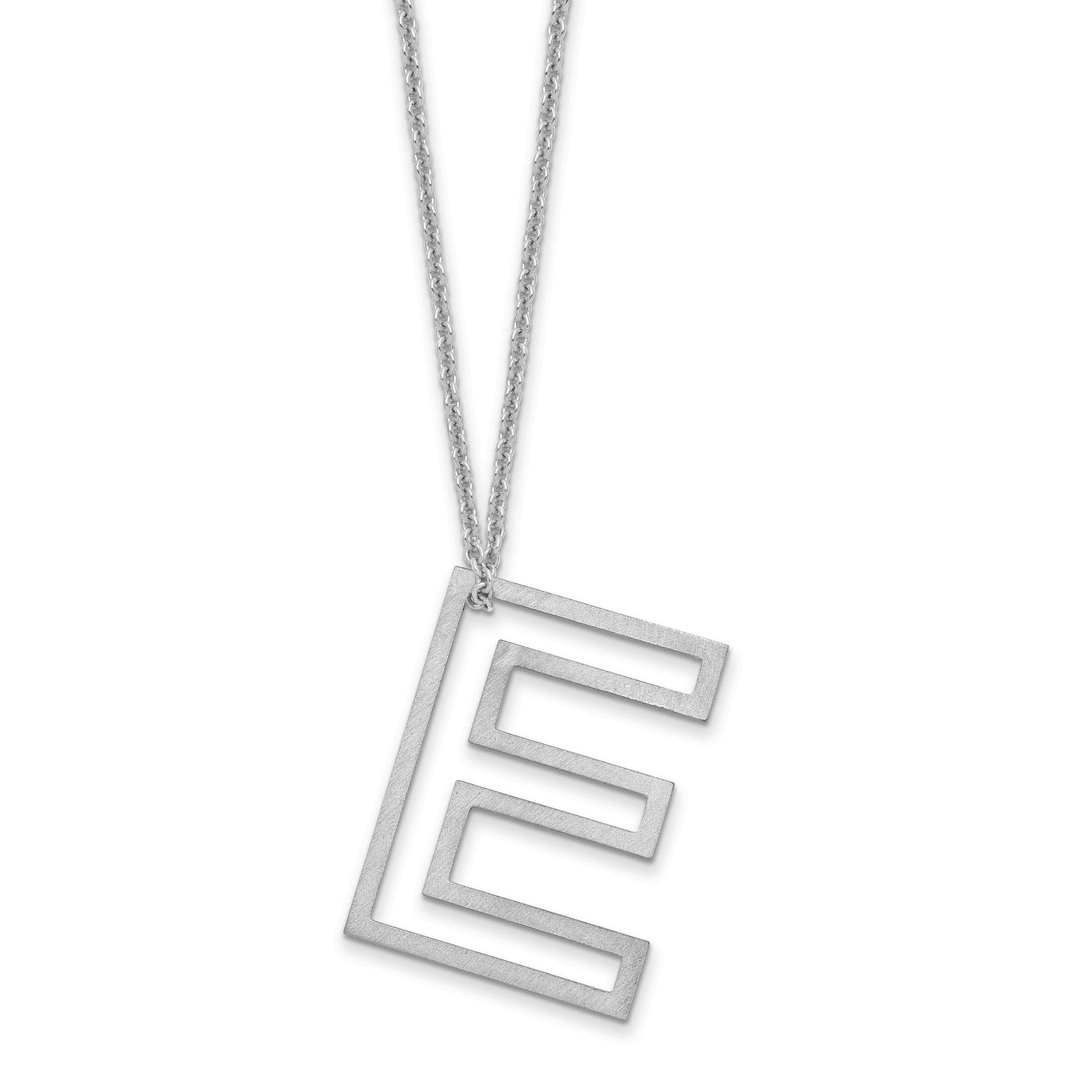 Cut Out Slide Initial E Necklace 14k White Gold XNA1474W/E