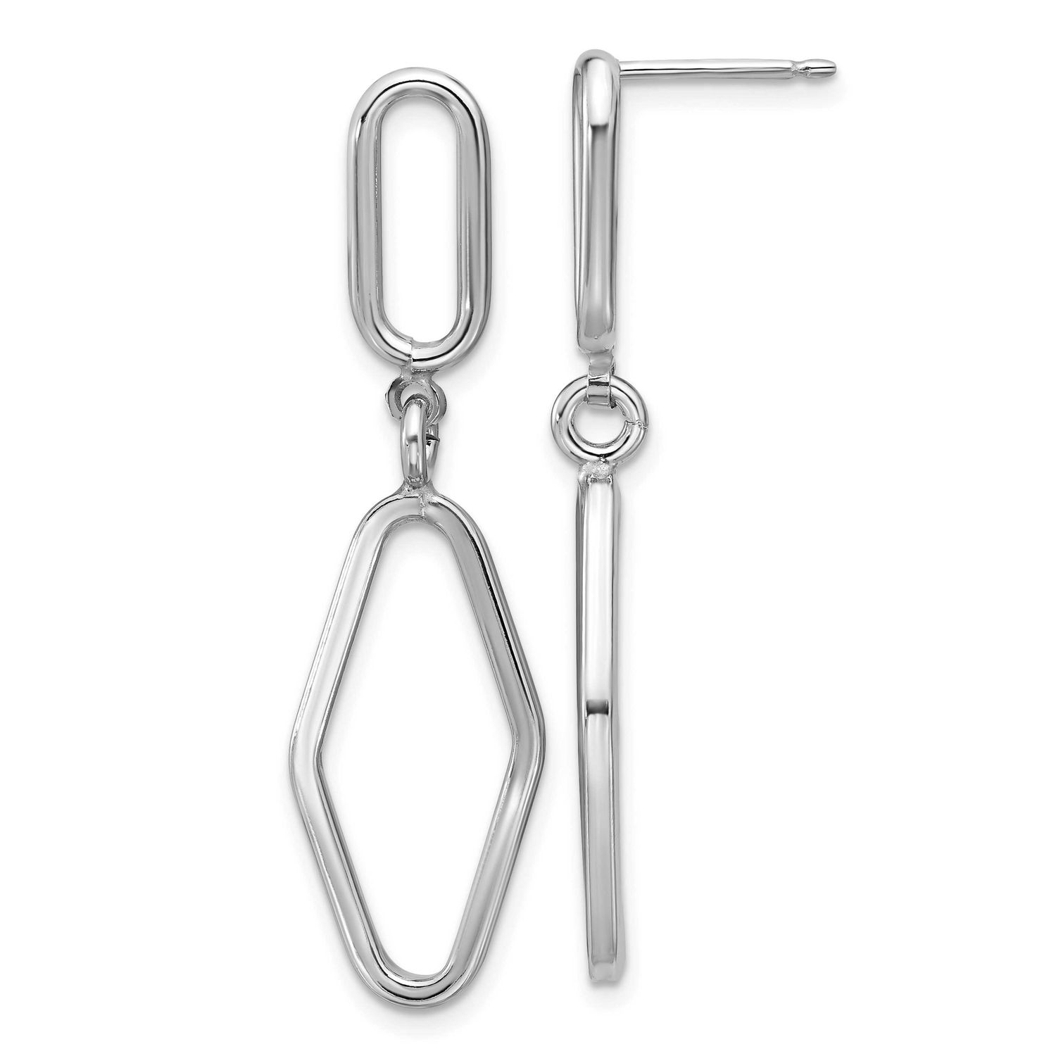 Polish Geometric Dangle Post Earrings Sterling Silver Rhodium-plated QLE1517 196904289877
