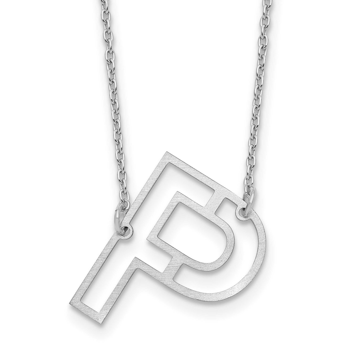 Sideways Cut Out Initial P Necklace 14k White Gold XNA1473W/P