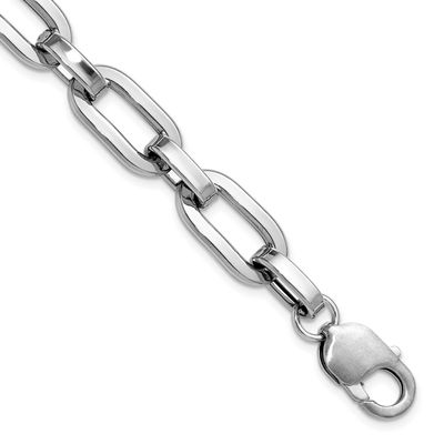 10.5mm Oval Link Bracelet Sterling Silver Rhodium-plated QLF1476-7.5