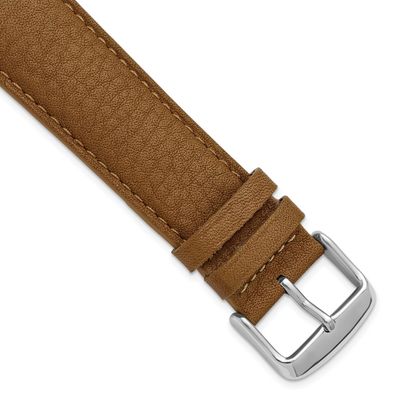 Debeer 24mm Havana Natural Grain Leather Stitched with Silver-Tone Buckle 7.5 Inch Watch Band BA573…