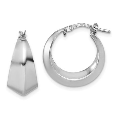 Graduated Hoop Earrings Sterling Silver Rhodium-plated Polished QLE1548