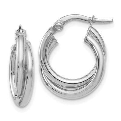 Polished Twisted Double Hoop Earrings 14k White Gold LE432W 196904316399