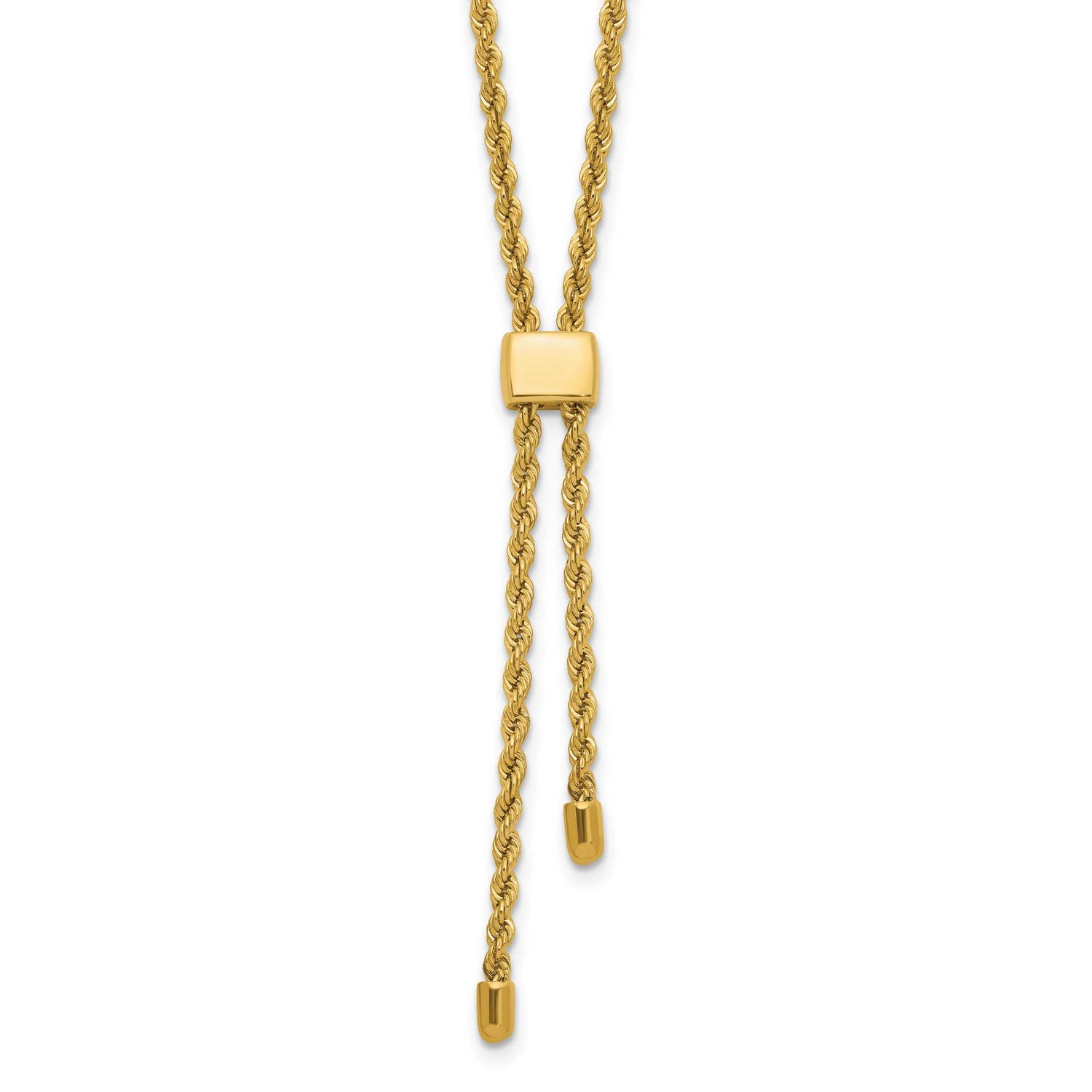 Diamond-Cut Fancy Rope Adjustable Up To 19 Inch Necklace 14k Gold Polished LF2098