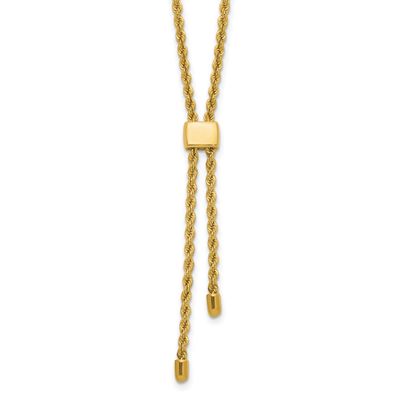 Diamond-Cut Fancy Rope Adjustable Up To 19 Inch Necklace 14k Gold Polished LF2098