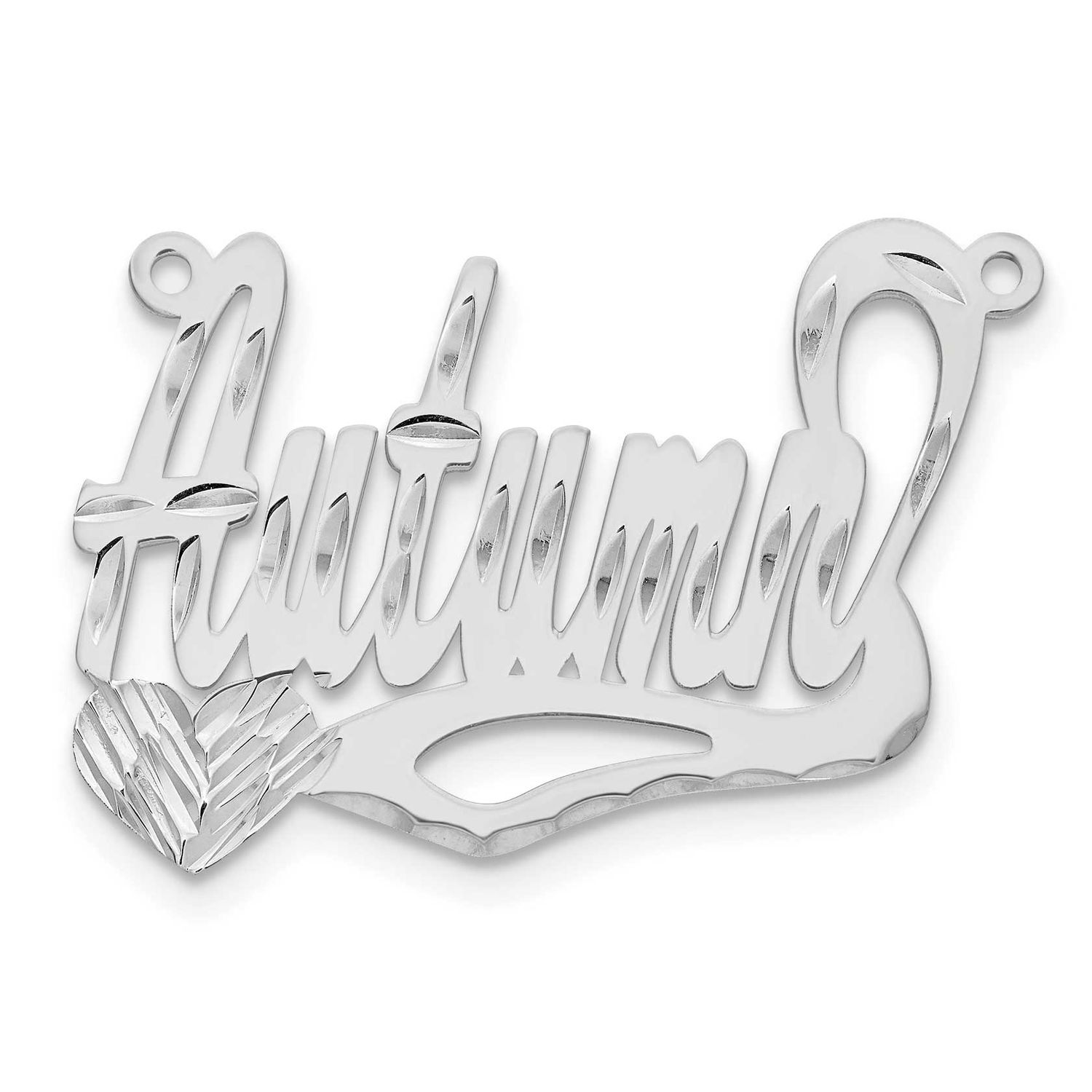 Diamond-Cut Heart Name Plate 14k White Gold XNA154W 191101541599