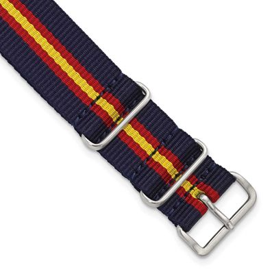 Debeer 20mm One-Piece Navy, Red and Yellow Striped Military Ballistic G10 Nylon with Silver-Tone Bu…