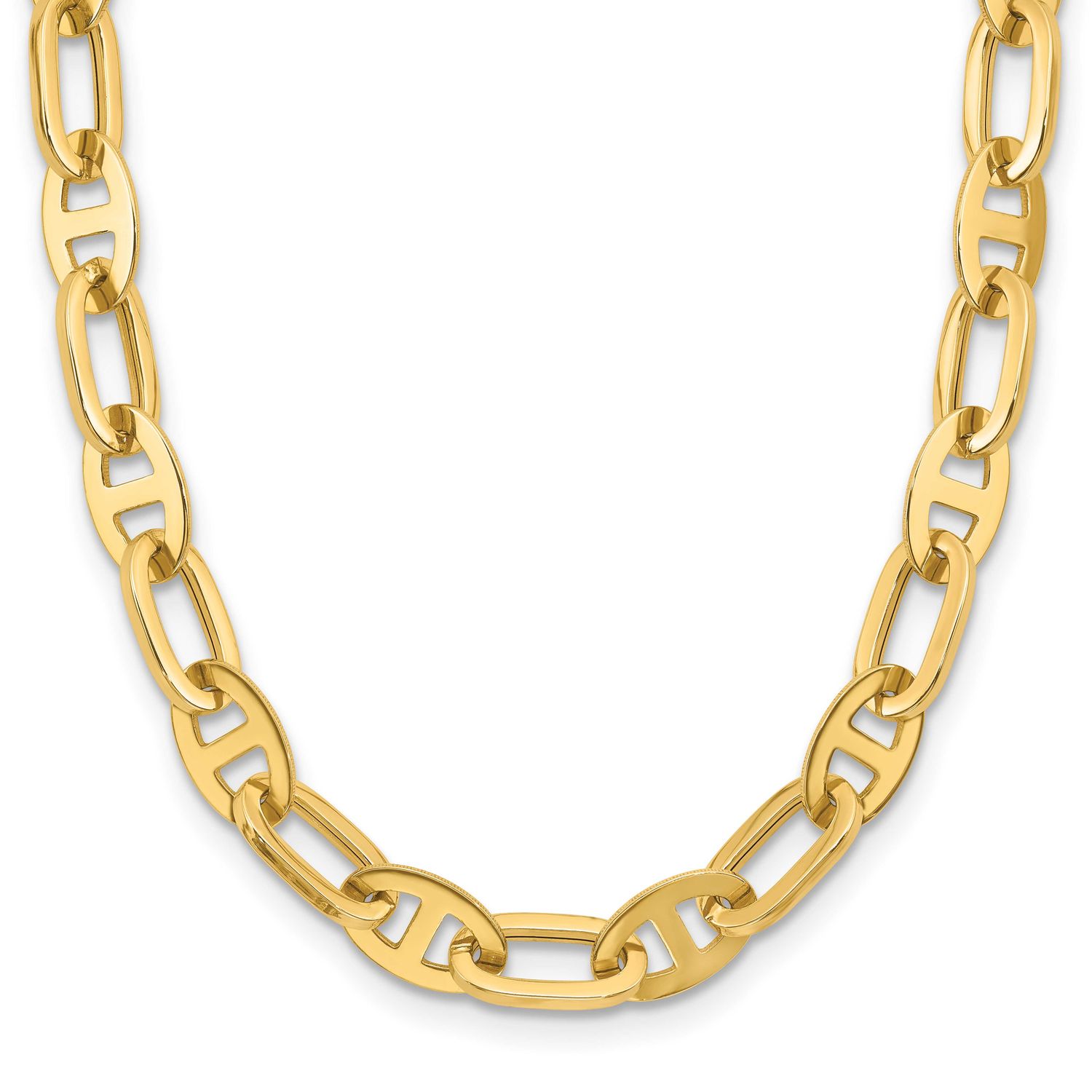 Fancy Link Necklace 14k Gold Polished LF1854-17 196904171158