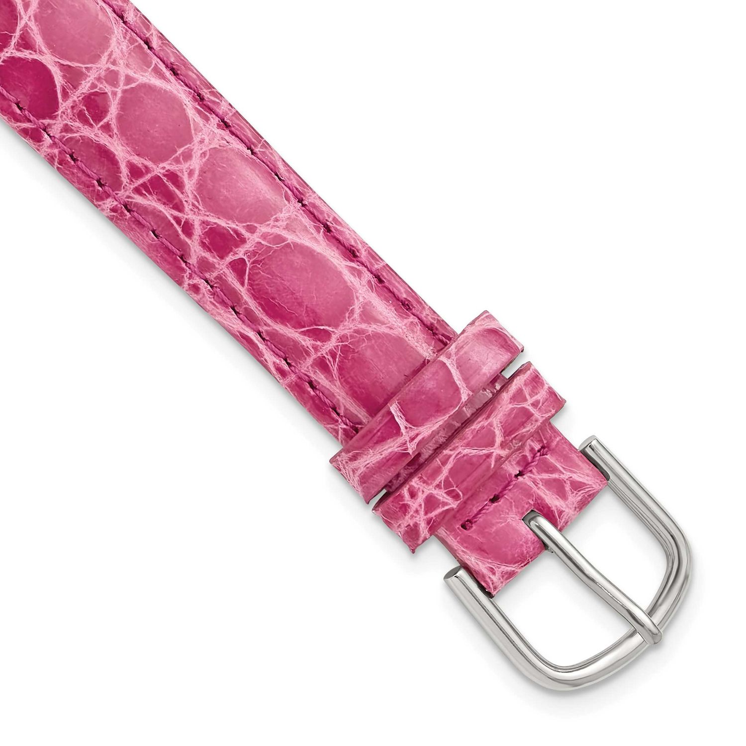 Debeer 16mm Short Pink Genuine Caiman Leather with Silver-Tone Buckle 6.75 Inch Watch Band 429S-16
