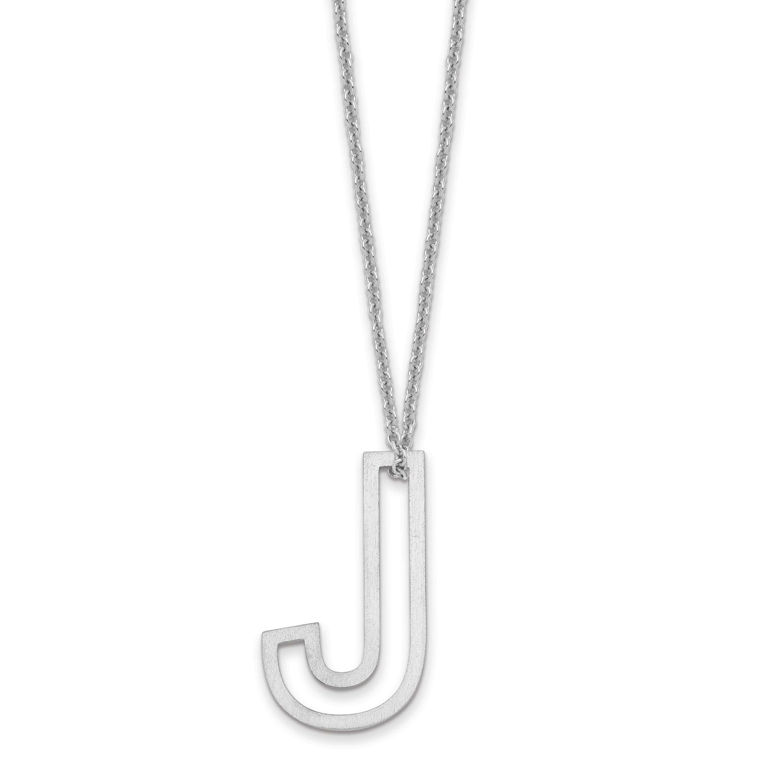 Cut Out Slide Initial J Necklace 14k White Gold XNA1474W/J