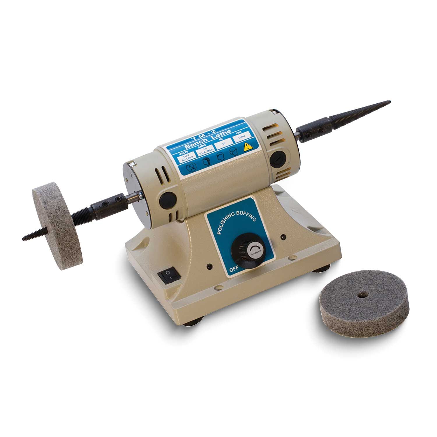 Benchtop Polisher with Spindles, Medium Abrasive Wheels, Motor Brushes JT5669 654207692607