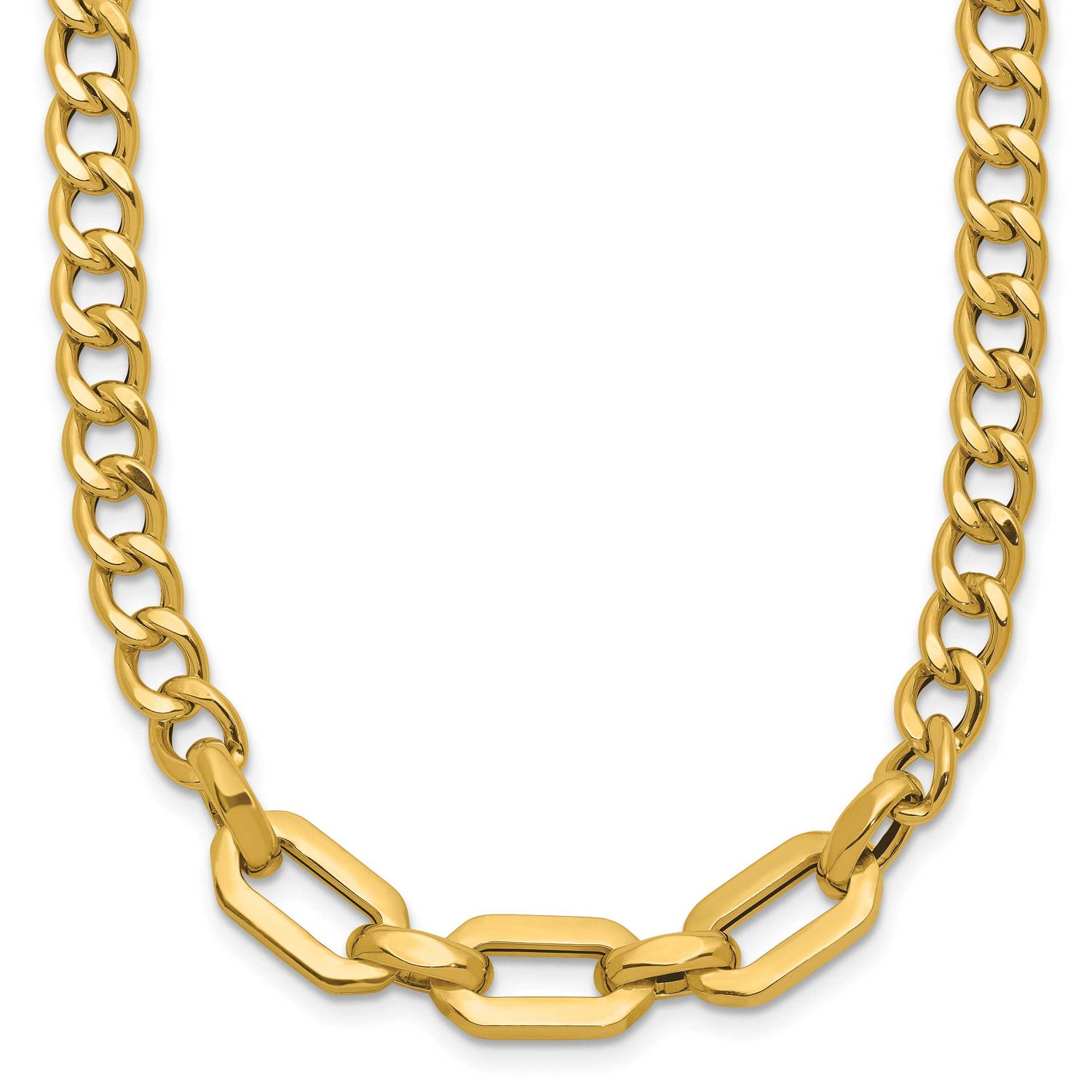 Fancy Link Necklace 14k Gold Polished LF2112-18 196904316979