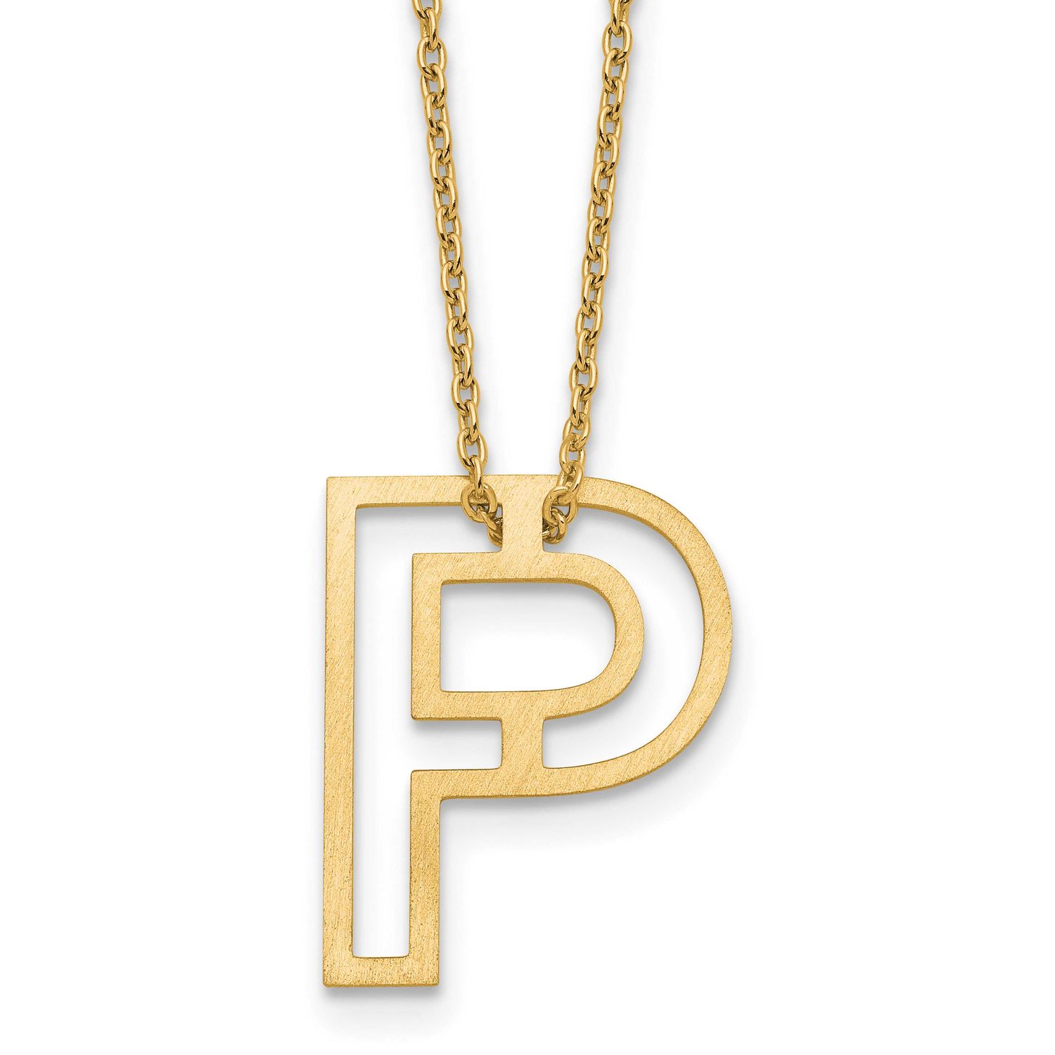 Cut Out Slide Initial P Necklace Sterling Silver Gold-plated XNA1474GP/P