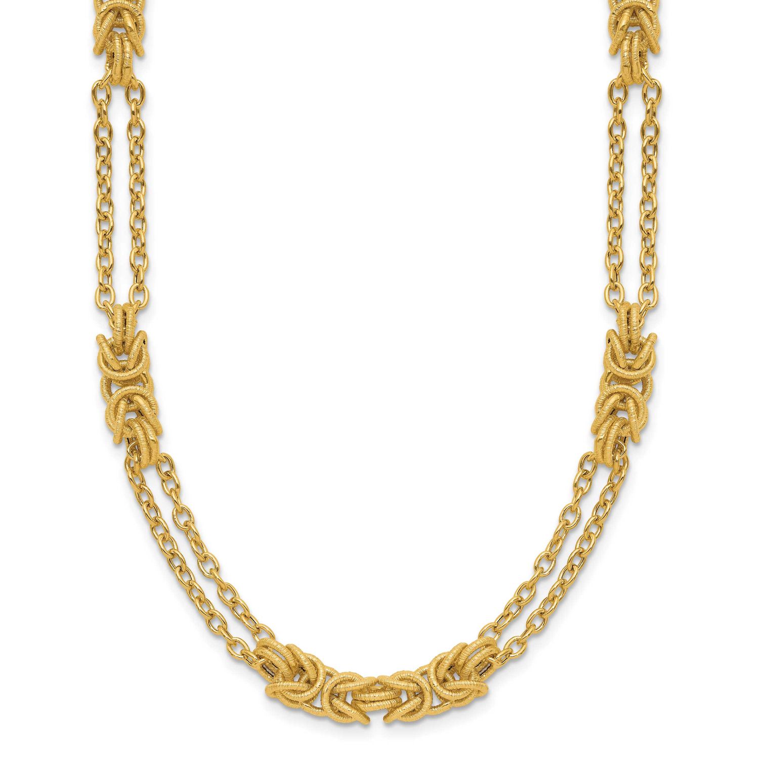 Multi-Strand Necklace 14k Gold Polished and Textured LF1980-18 196904328958