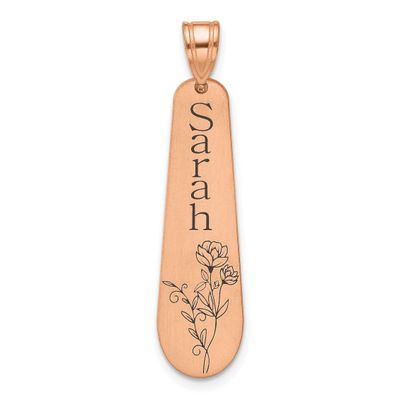 Brushed Name and Birth Flower Pendant 14k Rose Gold XNA1477R